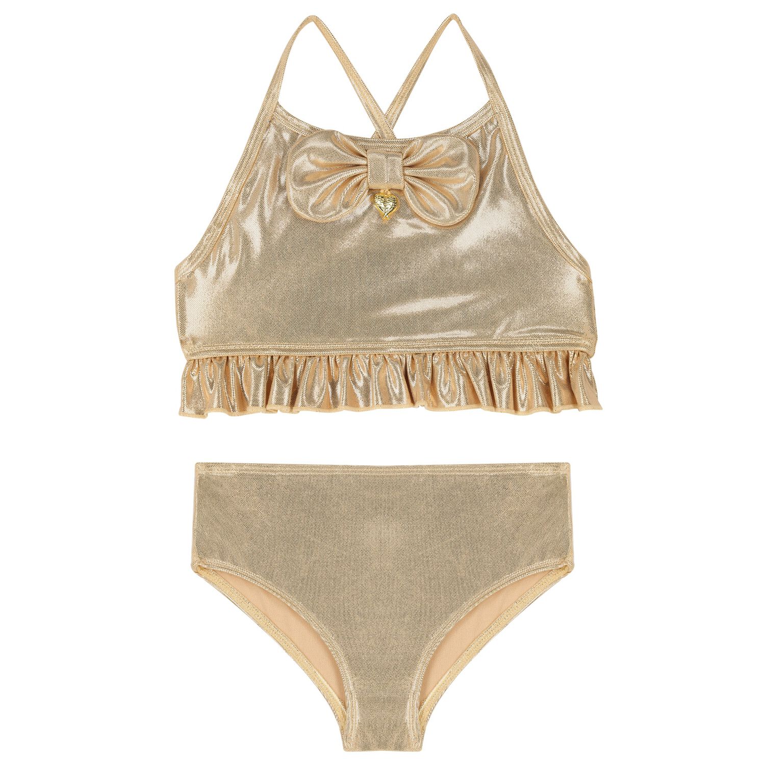 Girls Gold Bow Bikini, 2, hi-res image number null