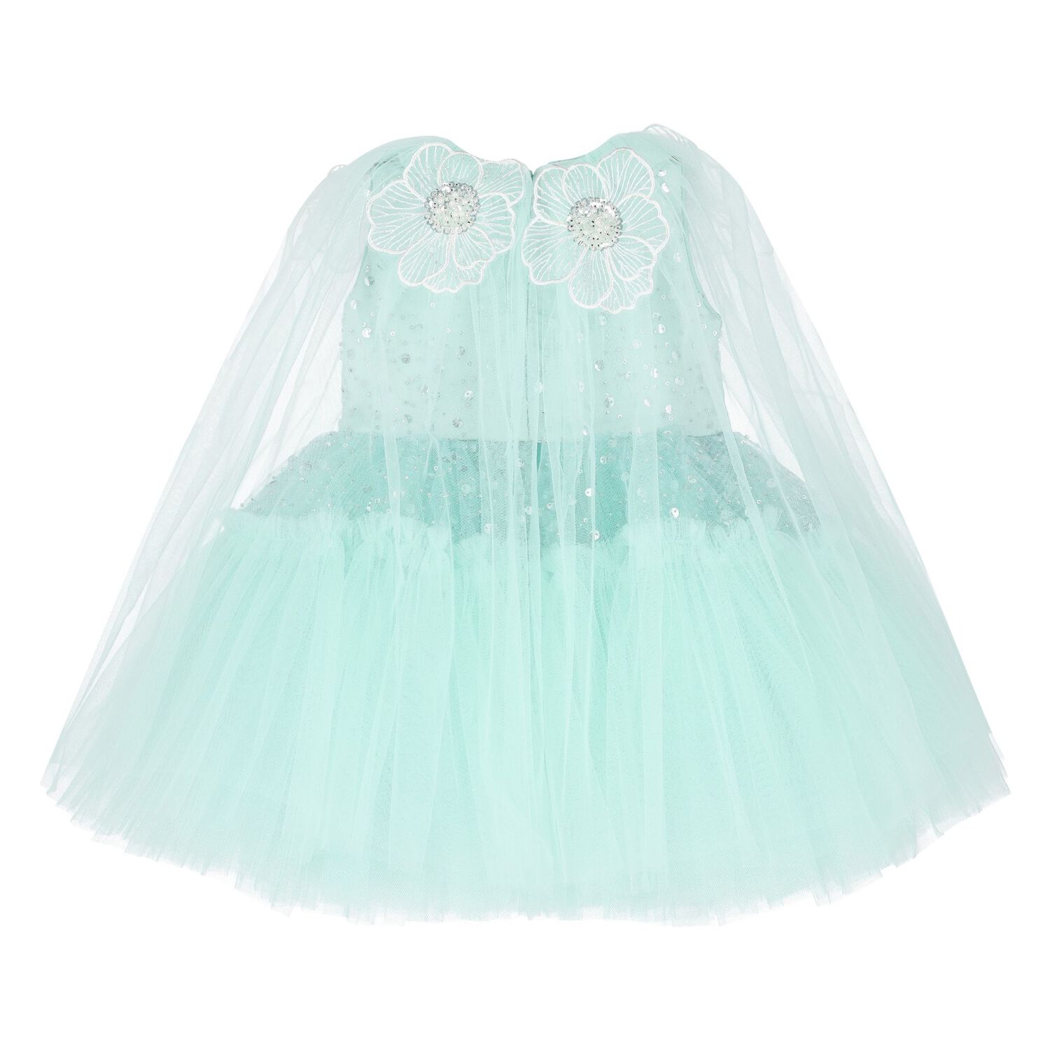 Younger Girls Green Tulle & Sequin Flower Dress, 1, hi-res image number null