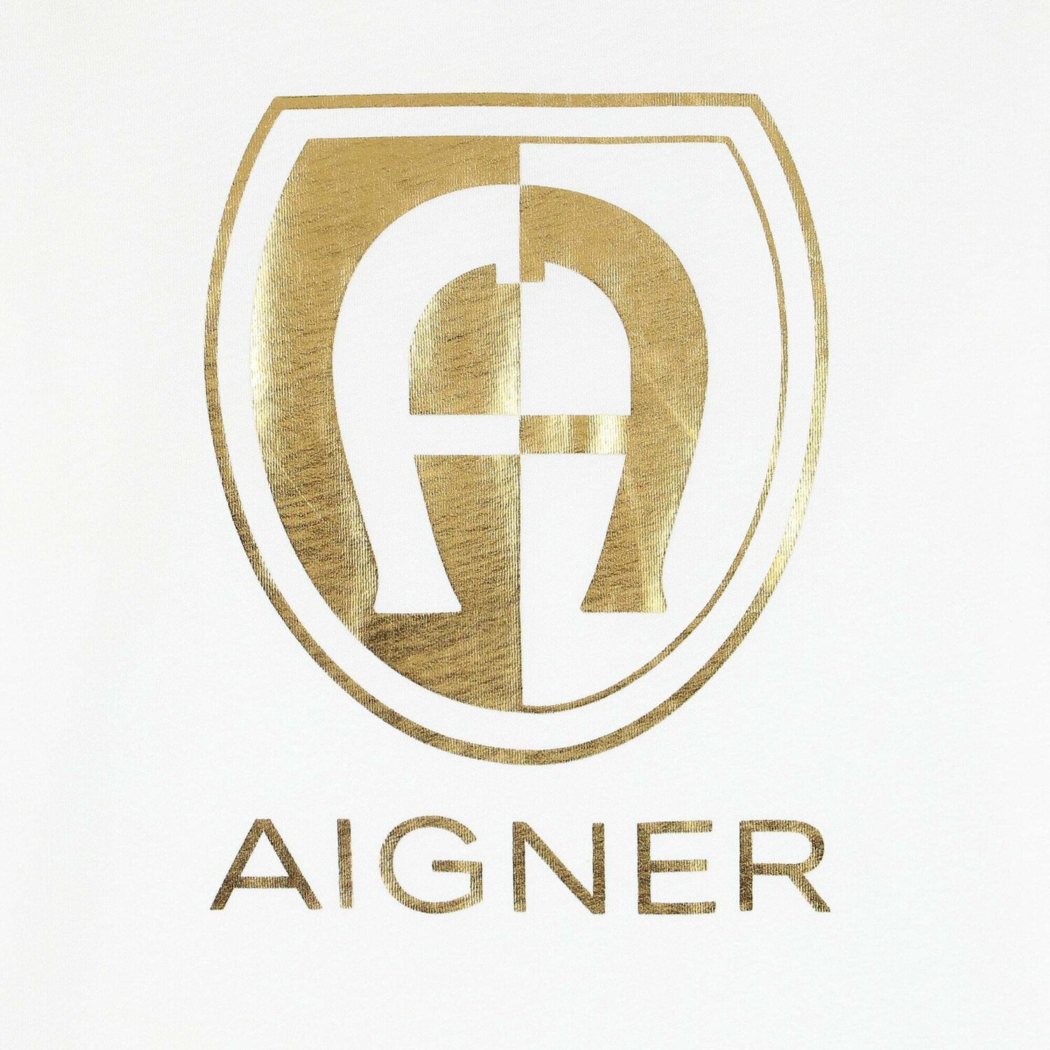 Boys White & Gold Logo Long Sleeve Top, 1, hi-res