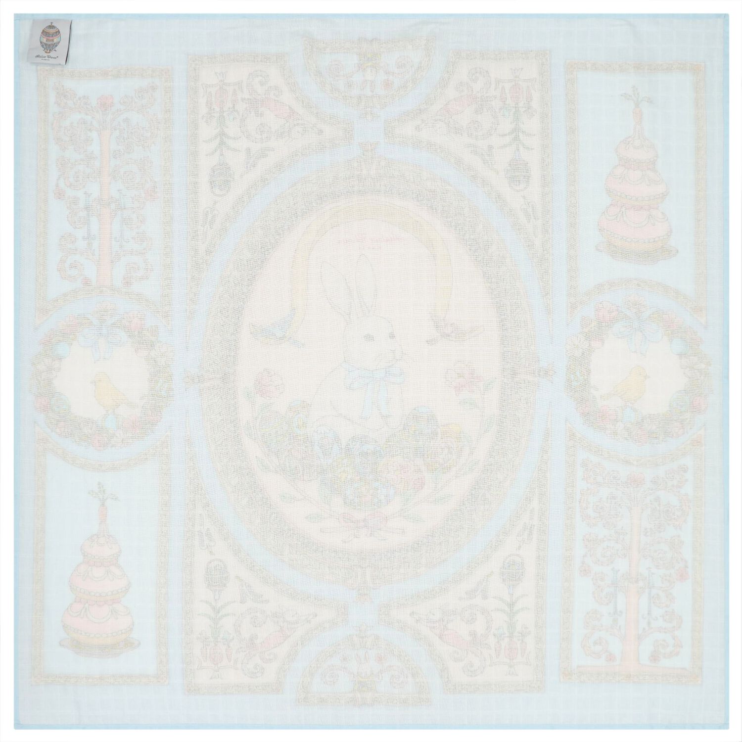 Blue & Pink Spring Bunny Swaddle Carr&eacute; Baby Blanket, 1, hi-res