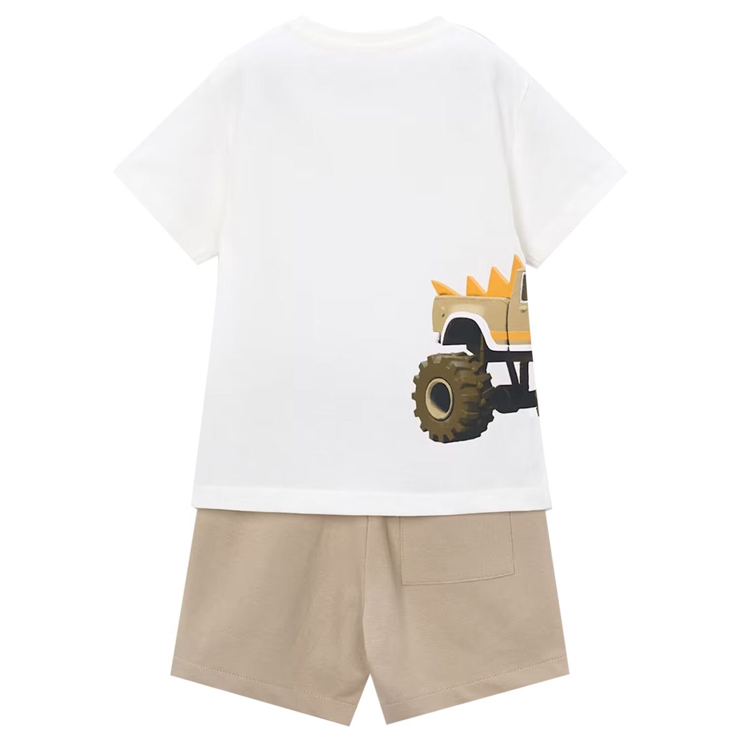Boys White & Beige Shorts Set, 4, hi-res
