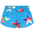Girls Blue Star Swim Shorts, 1, hi-res