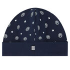 Baby Boys White & Navy Logo Hat, 2, hi-res