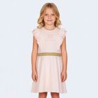 Girls Pink & Gold Logo Ruffled Dress, 2, hi-res