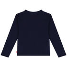 Girls Navy Blue Logo Long Sleeve Top, 1, hi-res