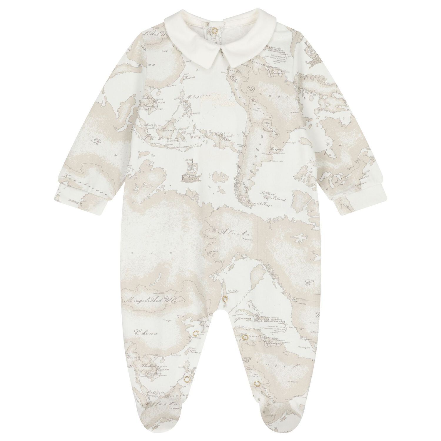 Ivory & Beige Geo Map Babygrow Gift Set, 3, hi-res