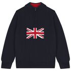 Boys Navy Blue Knitted Sweatshirt, 1, hi-res