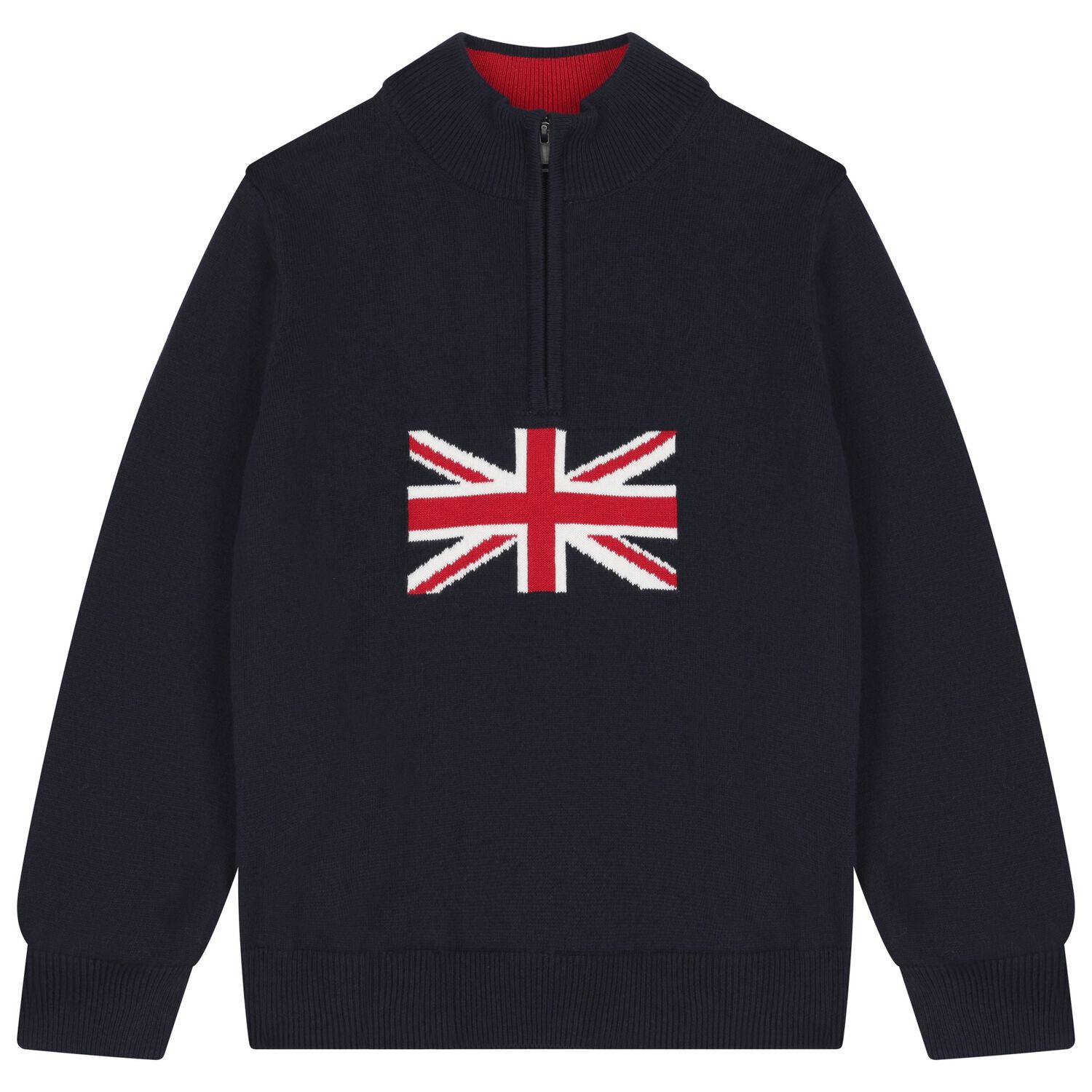 Boys Navy Blue Knitted Sweatshirt, 1, hi-res