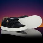 Boys Black Logo Trainers, 1, hi-res