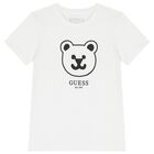 Boys White Teddy Bear Logo T-Shirt, 1, hi-res