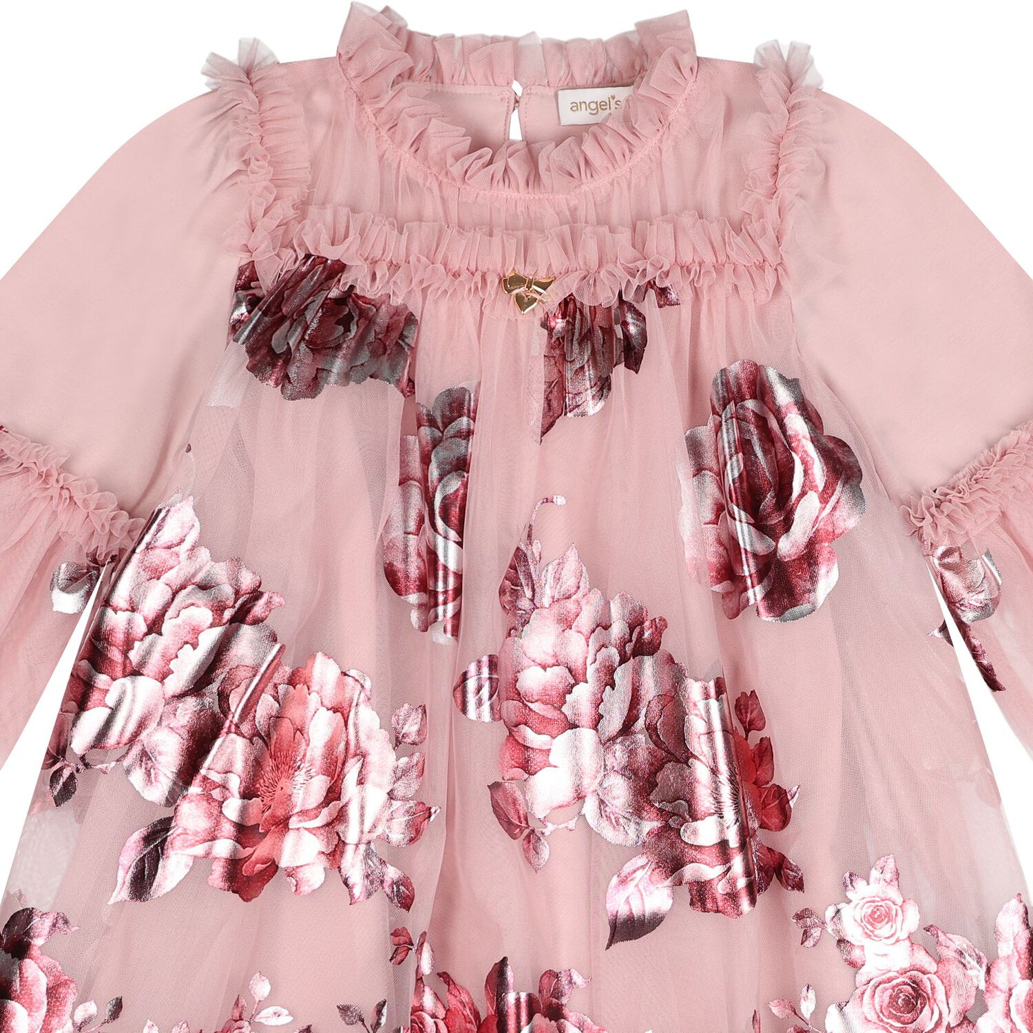 Girls Pink Tulle Floral Kristi Dress, 2, hi-res