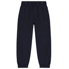 Boys Navy Blue Logo Joggers, 1, hi-res