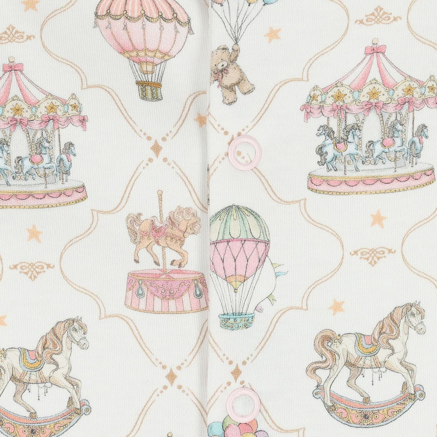 Baby Girls Pink & White Carousel & Hot Air Balloon Babygrow, 2, hi-res