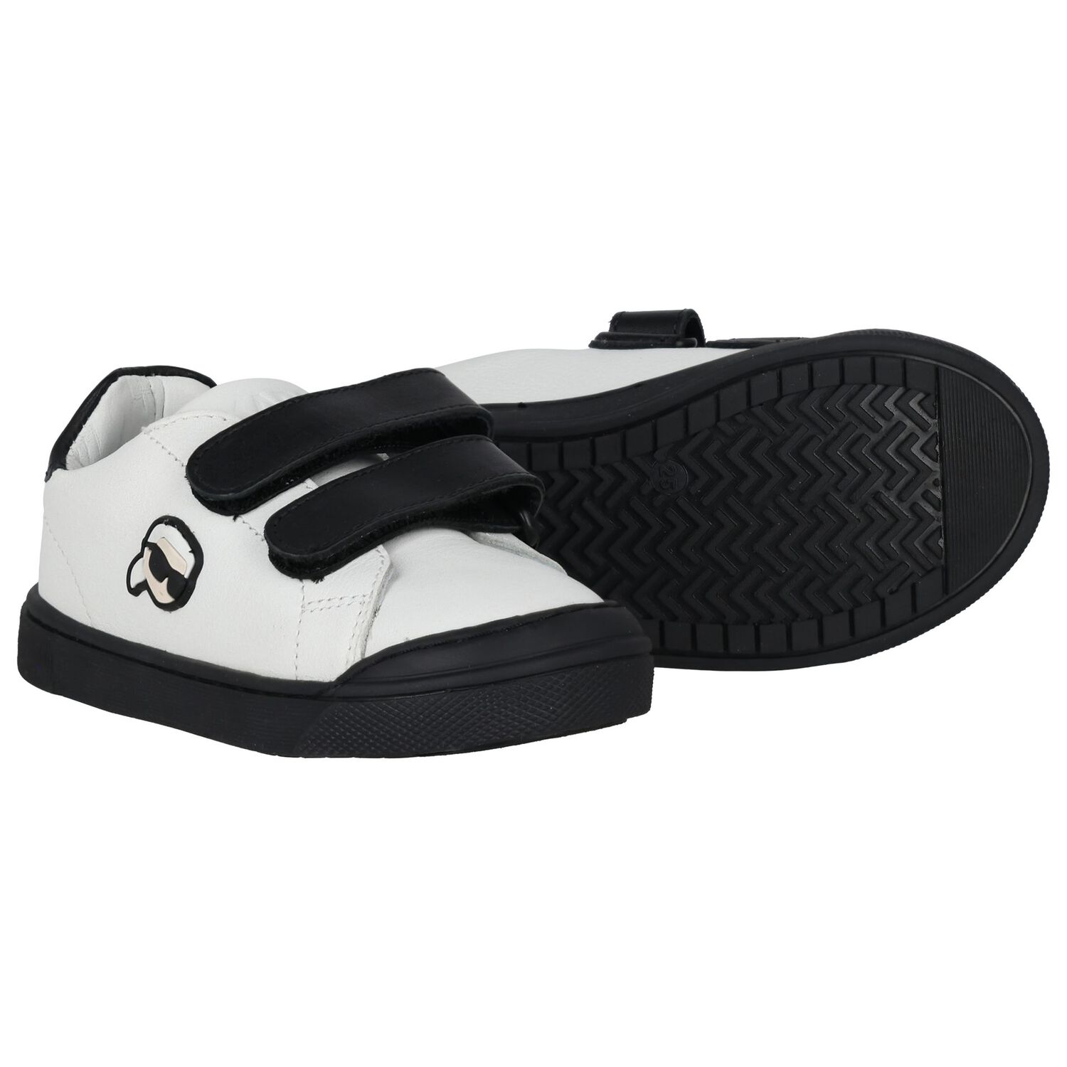 Boys White & Black Ikonik Karl Trainers, 1, hi-res