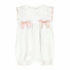 Baby Girls White Romper, 1, hi-res
