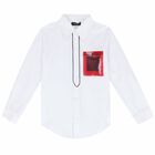 Boys White Cotton Shirt, 1, hi-res