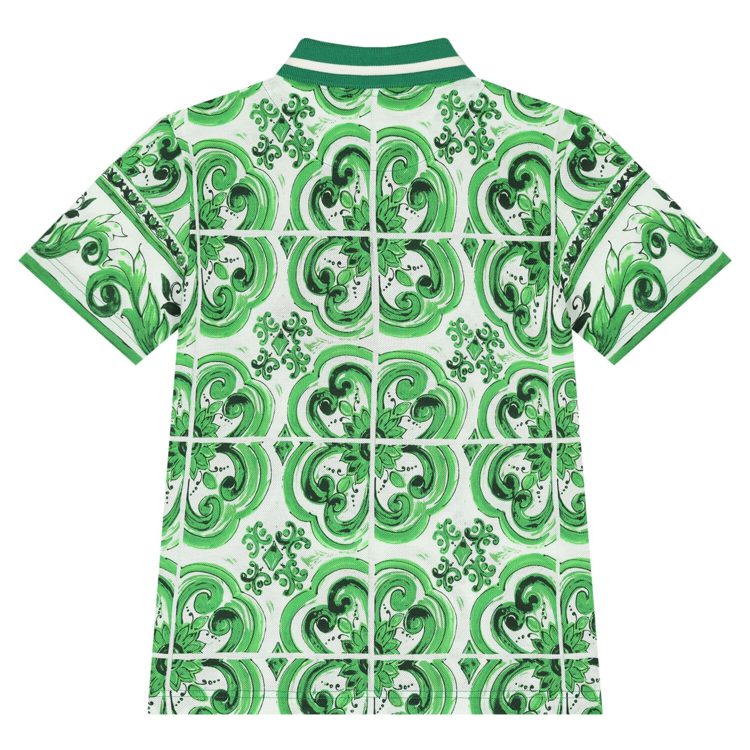 Boys Green & White Majolica Polo Shirt, 1, hi-res