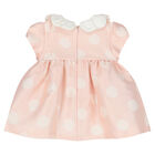 Baby Girls Pink & White Satin Dress, 1, hi-res