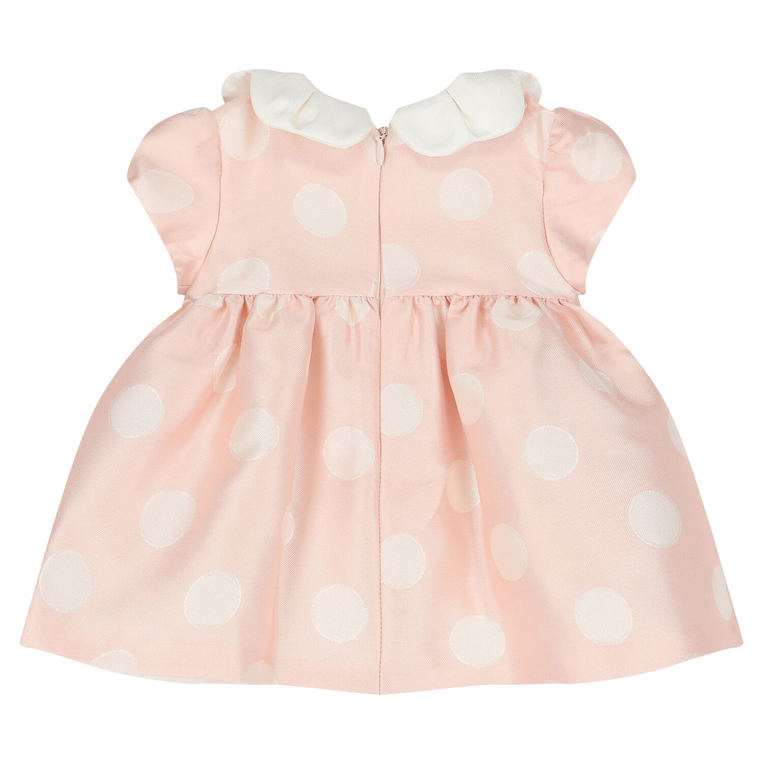 Baby Girls Pink & White Satin Dress, 1, hi-res