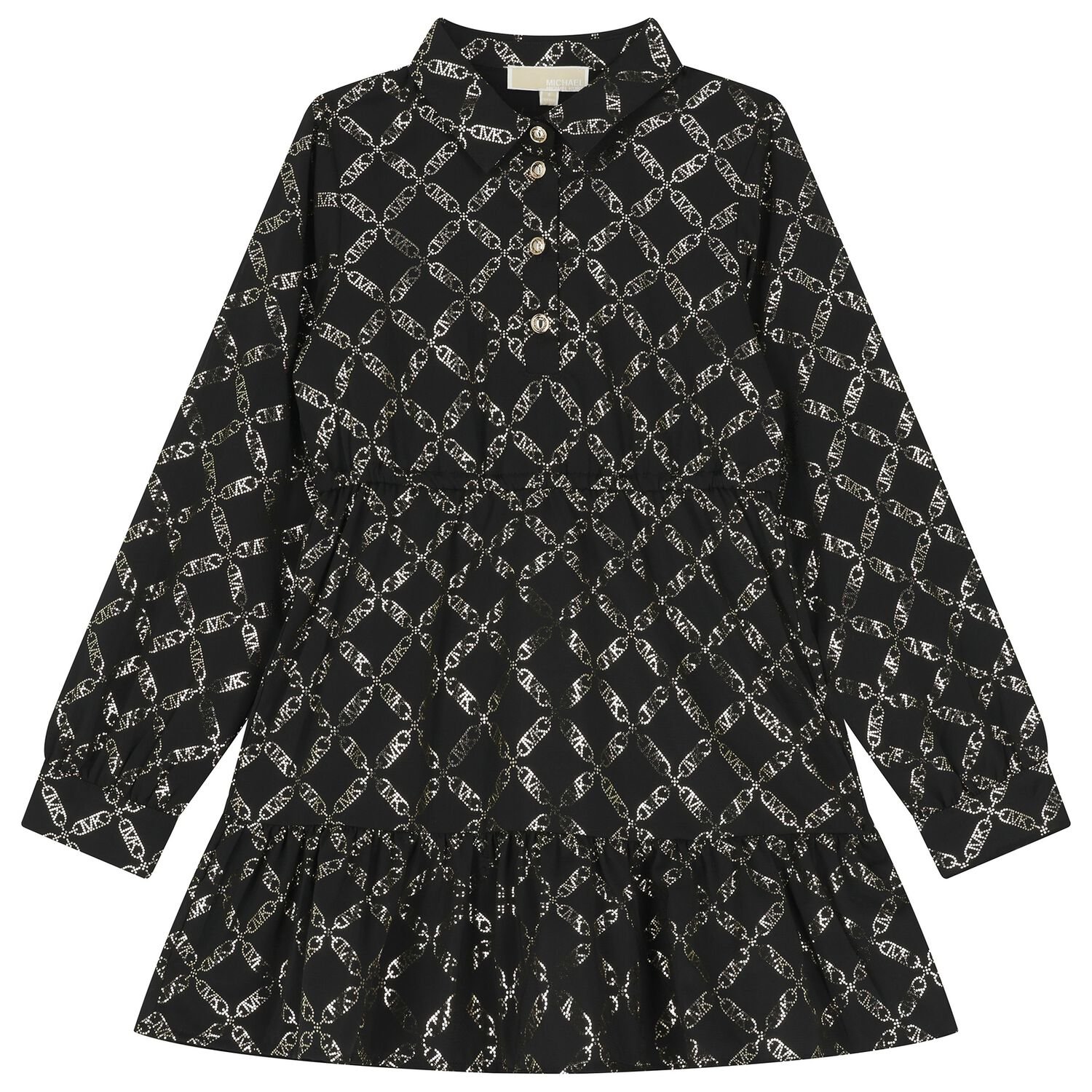 Girls Black Logo Dress, 1, hi-res