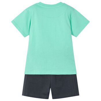 Boys Green & Grey Shorts Set