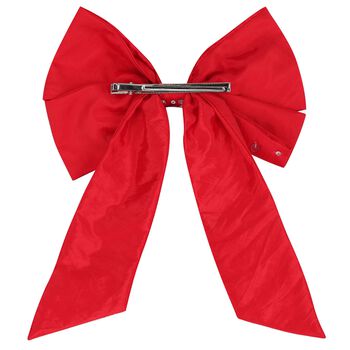 Girls Red Satin Bow Hair Clip