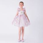 Girls Pink Foral Flared Dress, 1, hi-res