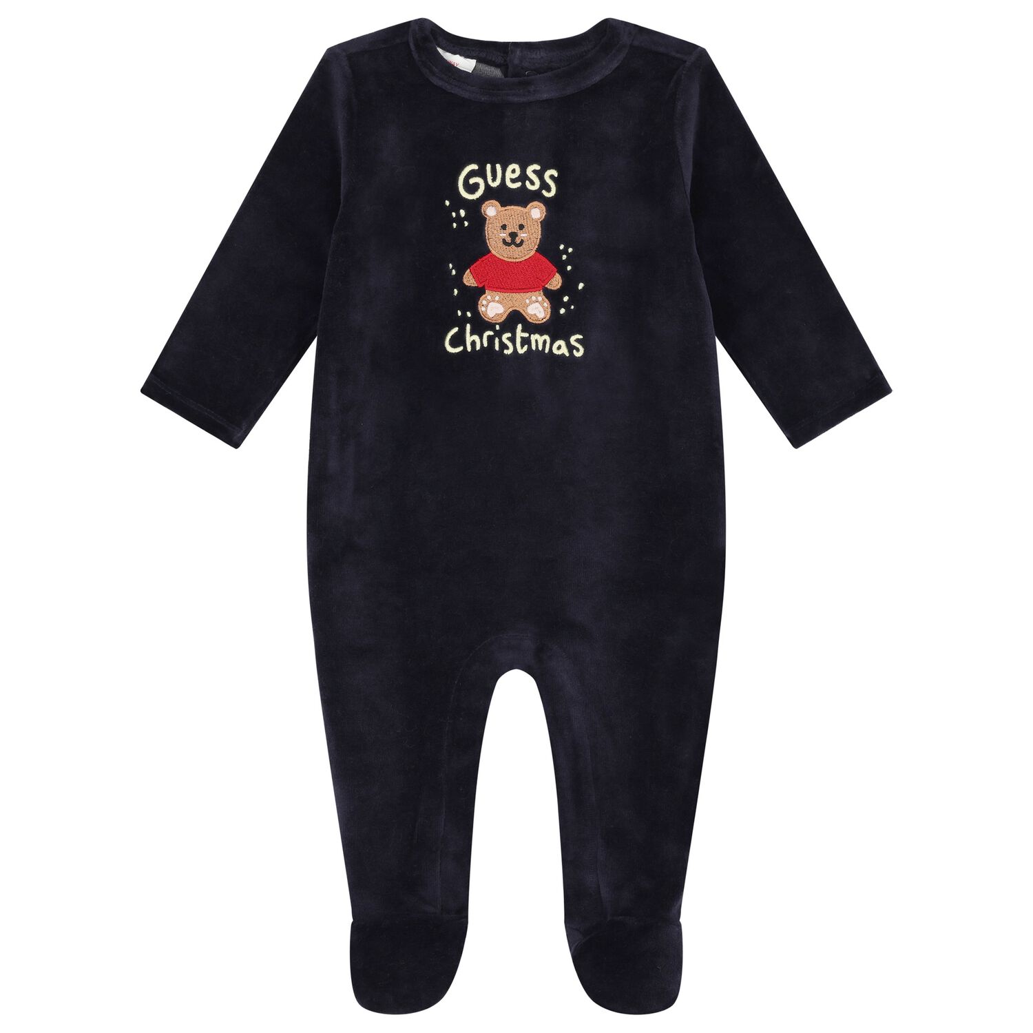 Baby Boys Navy Blue Festive Teddy Bear Babygrow, 2, hi-res
