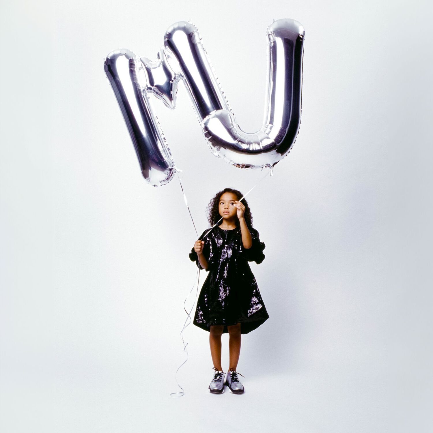 Girls Black Mini-Me Sequin Dress, 1, hi-res image number null