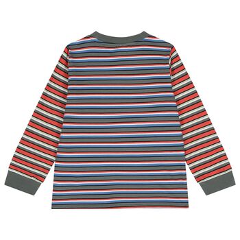Boys Multi-Coloured Striped Logo Long Sleeve Top