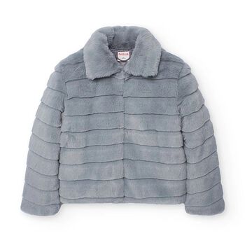 Boboli Girls Grey Faux Fur Jacket, 1 Girls Grey Faux Fur Jacket