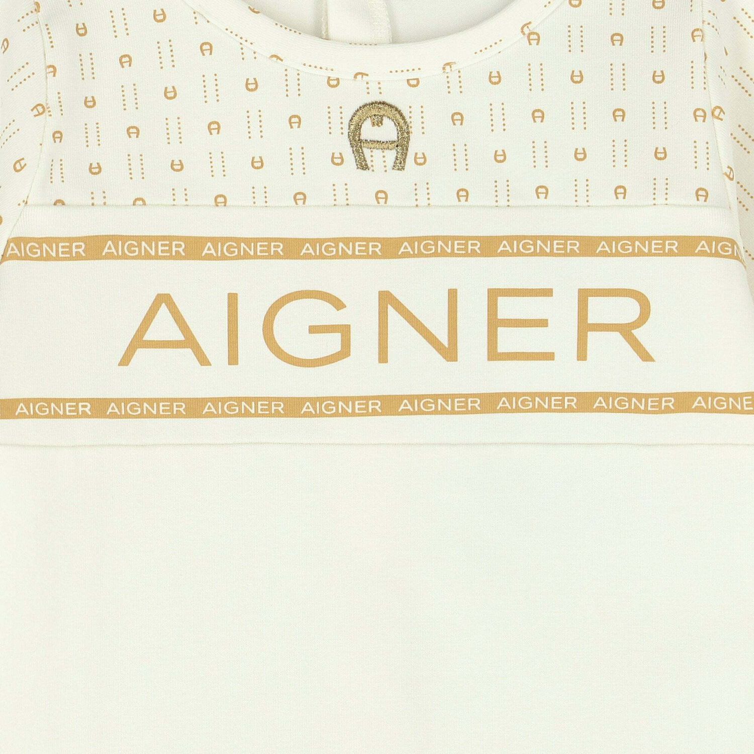 Ivory & Gold Logo Babygrow, 1, hi-res