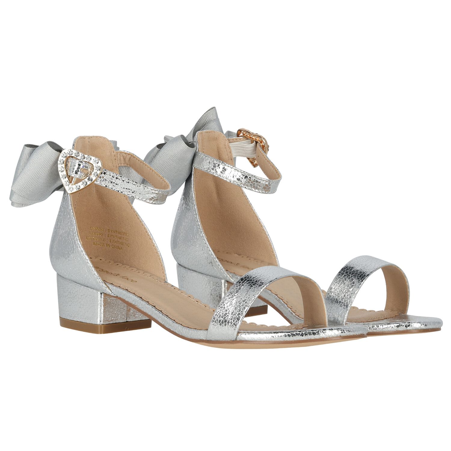 Girls Silver Sandals, 4, hi-res image number null