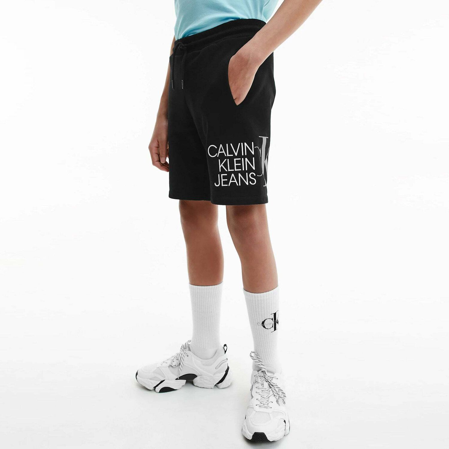 Boys Black Logo Organic Cotton Shorts, 1, hi-res