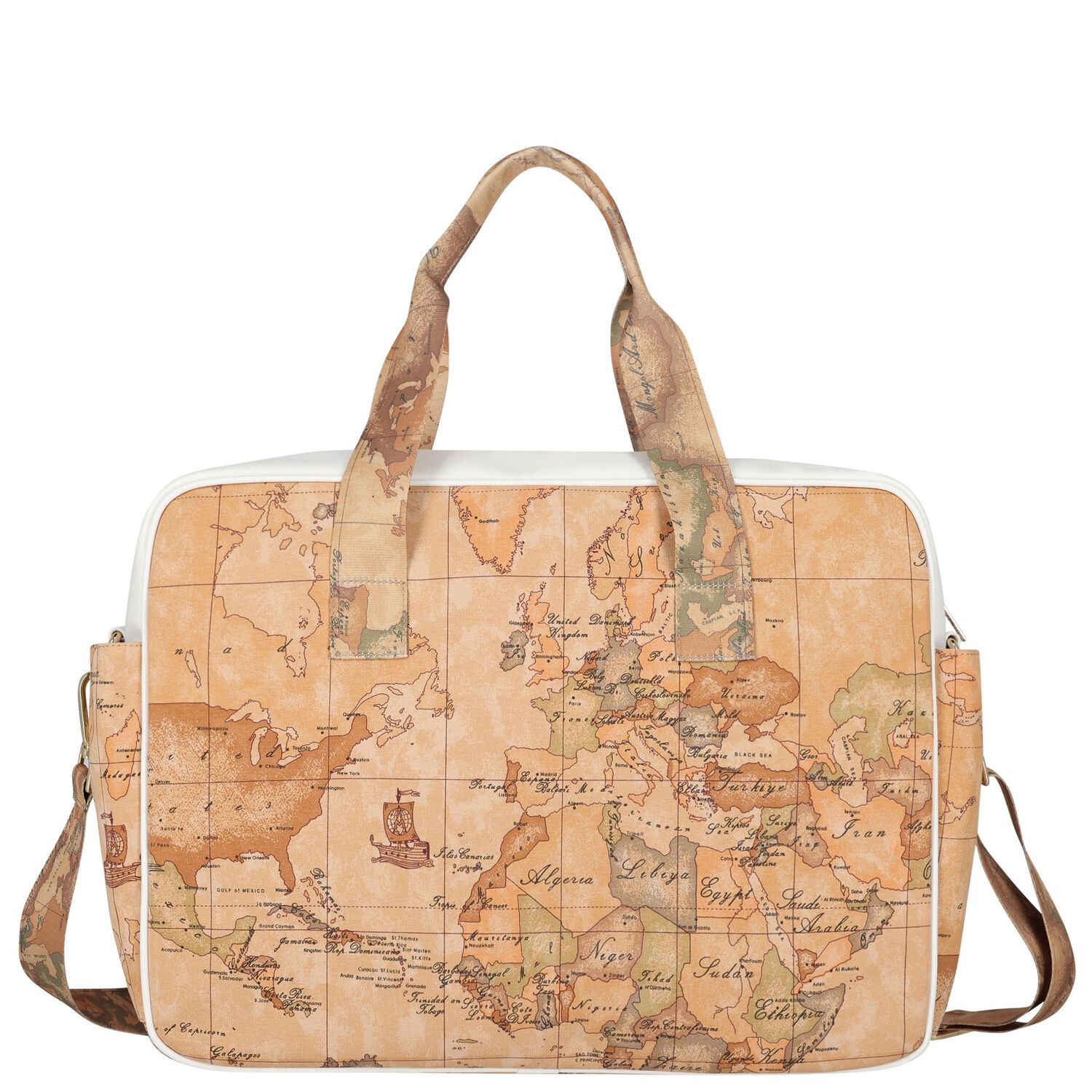 Beige & White Geo Map Baby Changing Bag, 1, hi-res