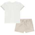 Baby Boys Ivory & Beige Shorts Set, 1, hi-res
