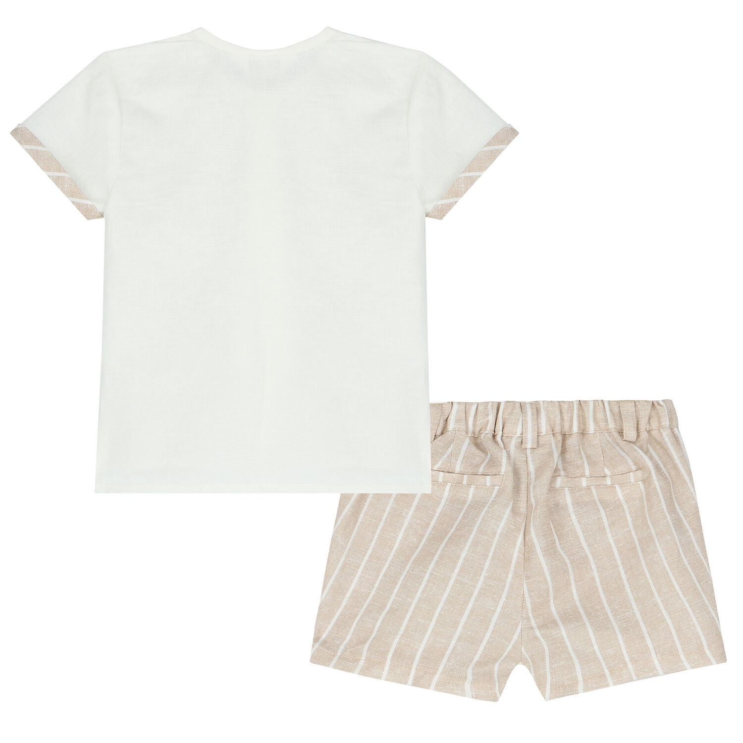Baby Boys Ivory & Beige Shorts Set, 1, hi-res