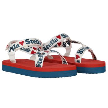 Girls Red & Blue Logo Sandals