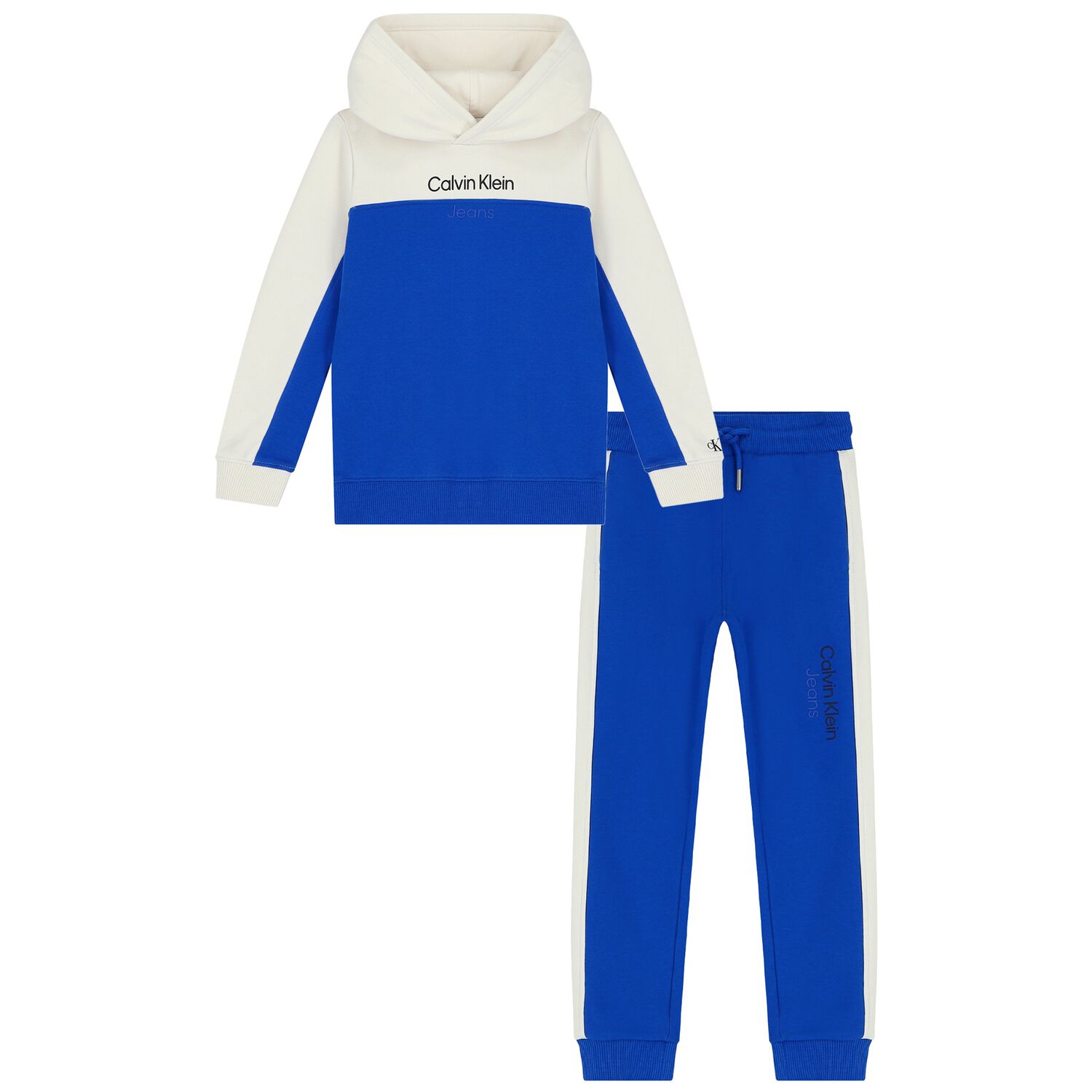 Boys White & Blue Logo Tracksuit, 2, hi-res