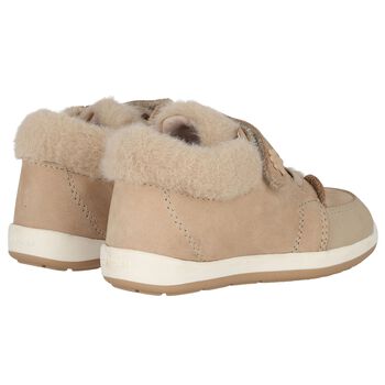 Younger Boys Beige Logo Trainers