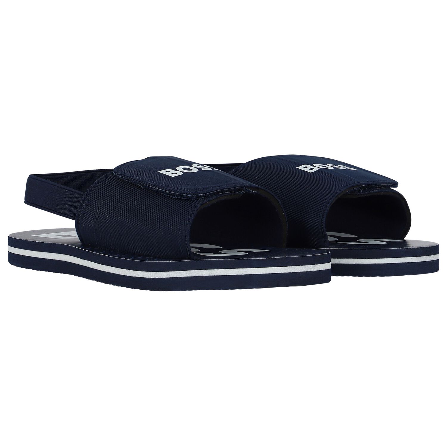 Boys Navy Blue Velcro Sandals, 2, hi-res image number null