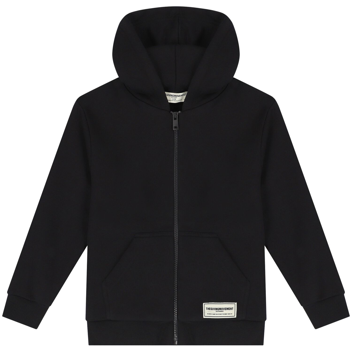 Black Logo Hooded Zip Up Top, 1, hi-res