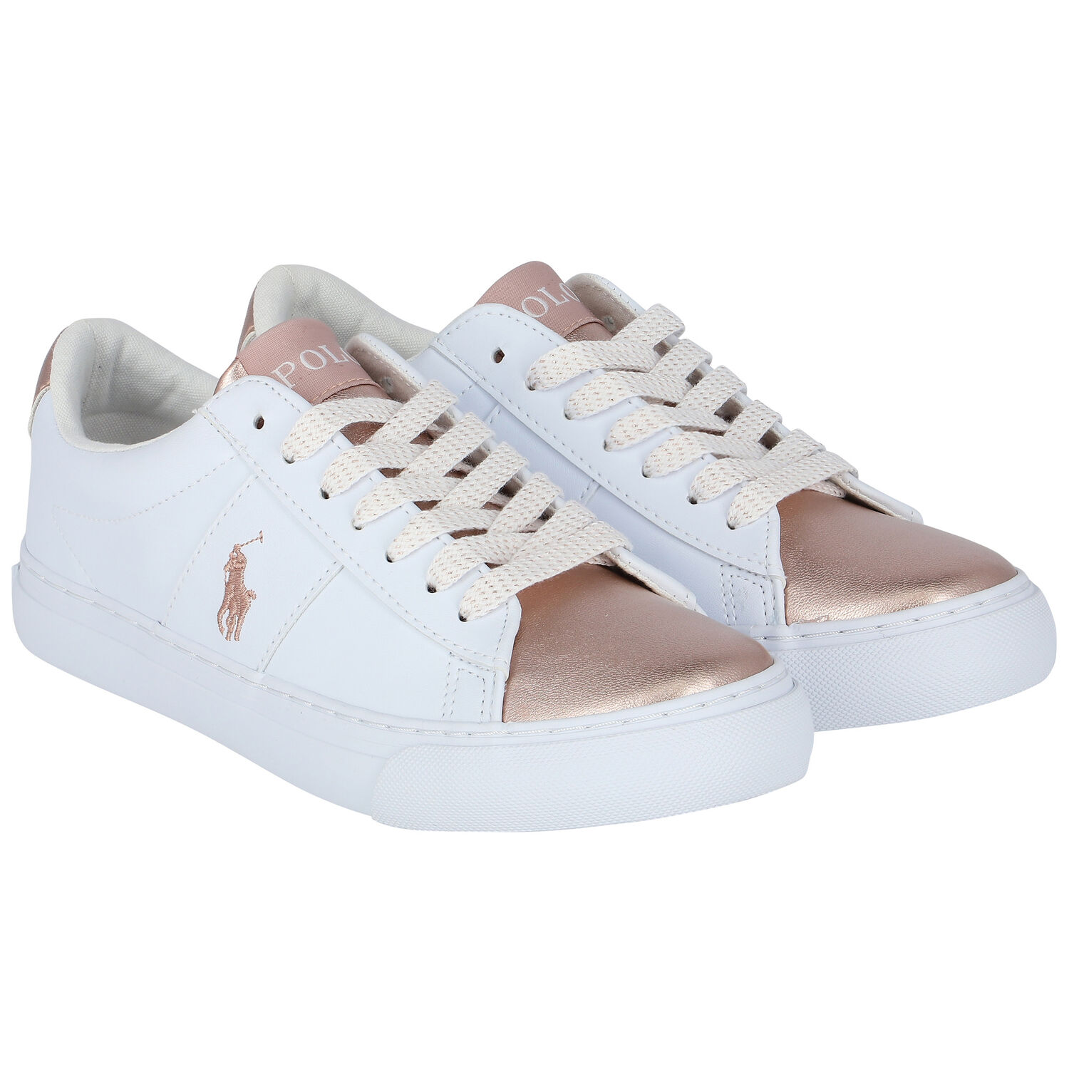 Girls White Logo Trainers, 1, hi-res