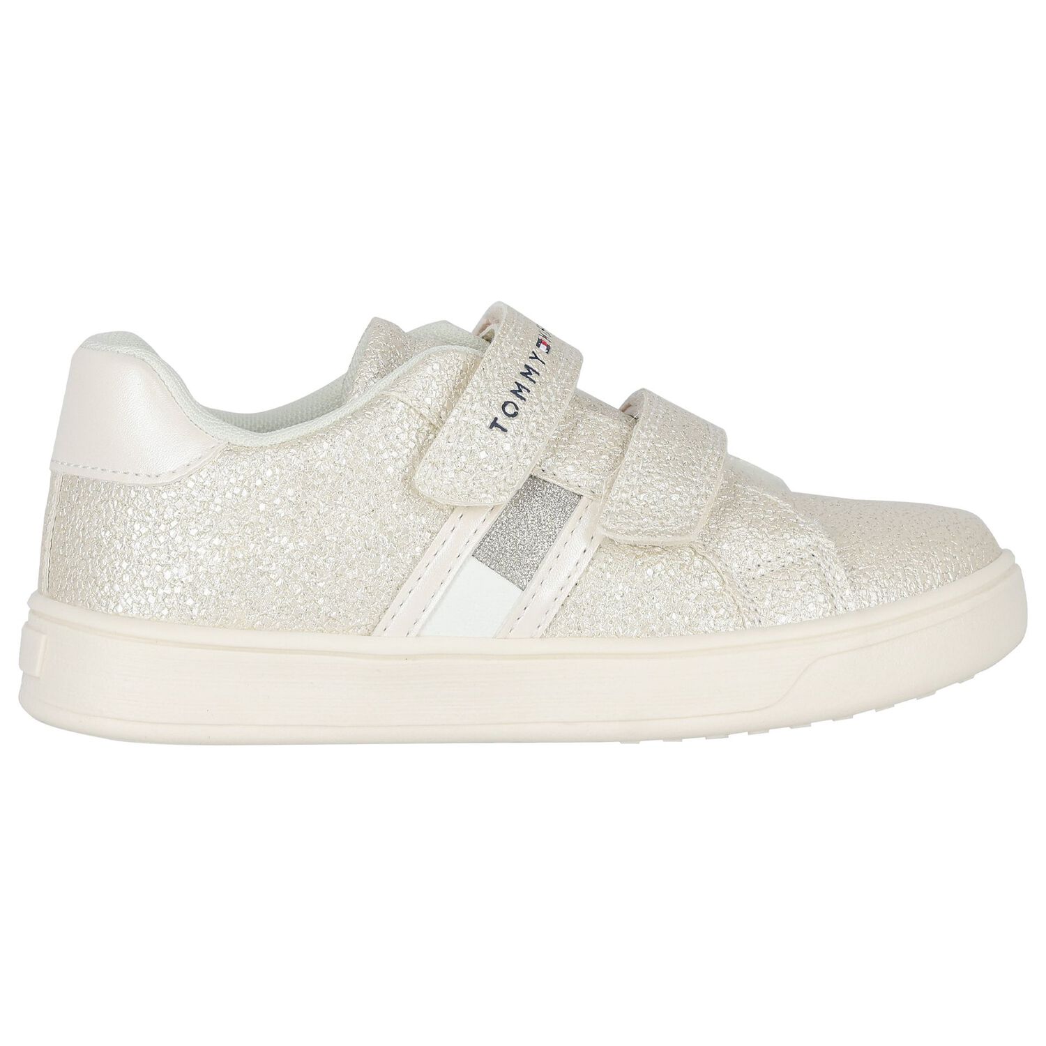 Girls Ivory Faux Leather Trainers, 1, hi-res