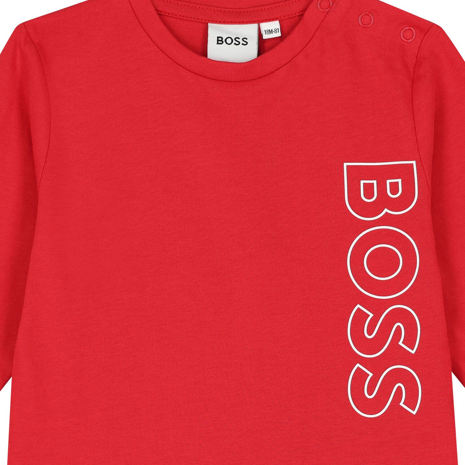 Younger Boys Red Logo Long Sleeve Top, 3, hi-res