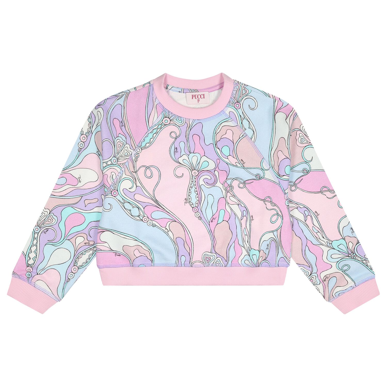 Girls Pink & Blue Orchidee Sweatshirt, 1, hi-res