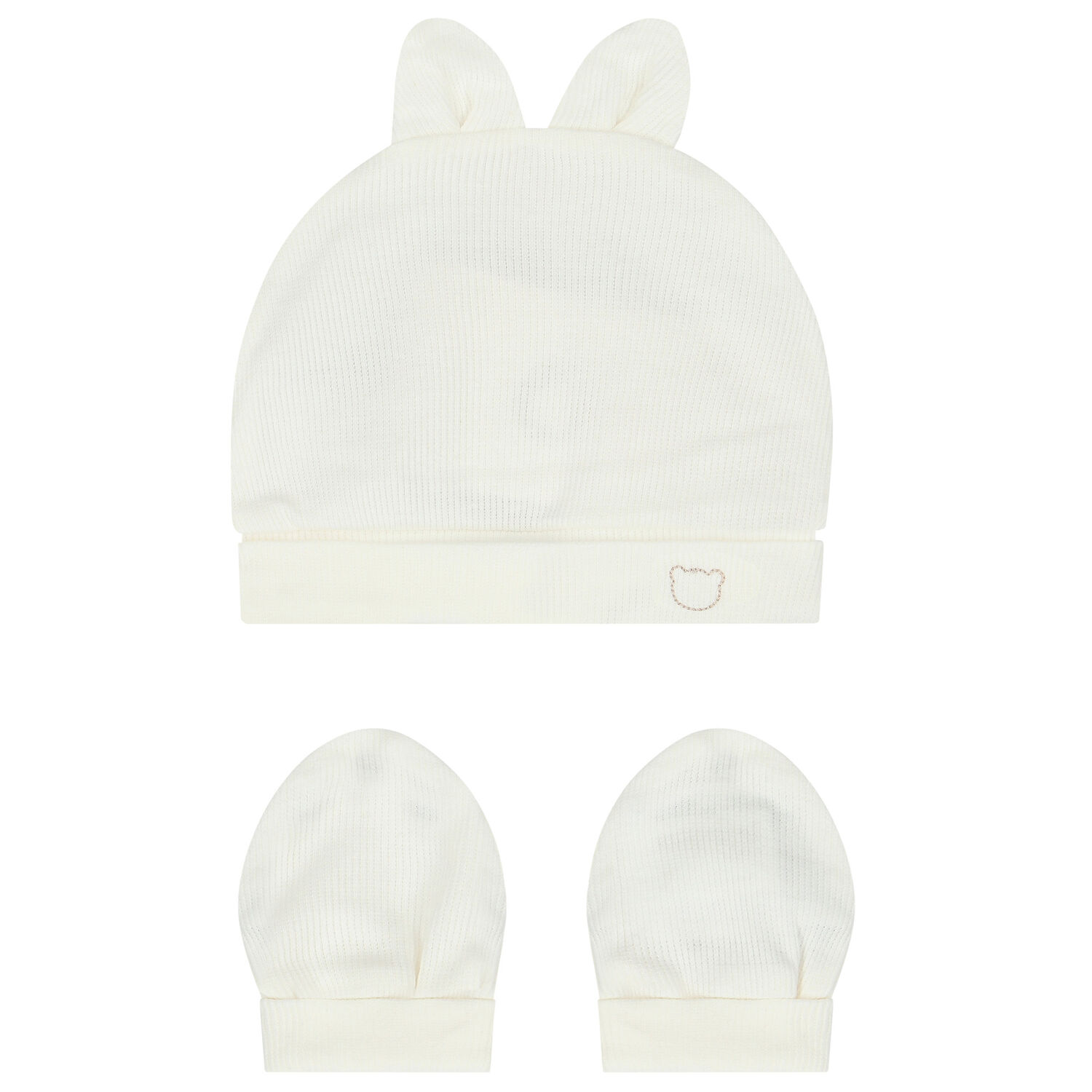 Ivory Baby Hat & Mittens Set, 1, hi-res