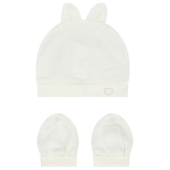 Ivory Hat & Mittens Set