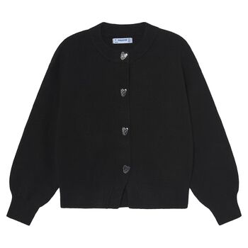 Girls Black Knitted Cardigan