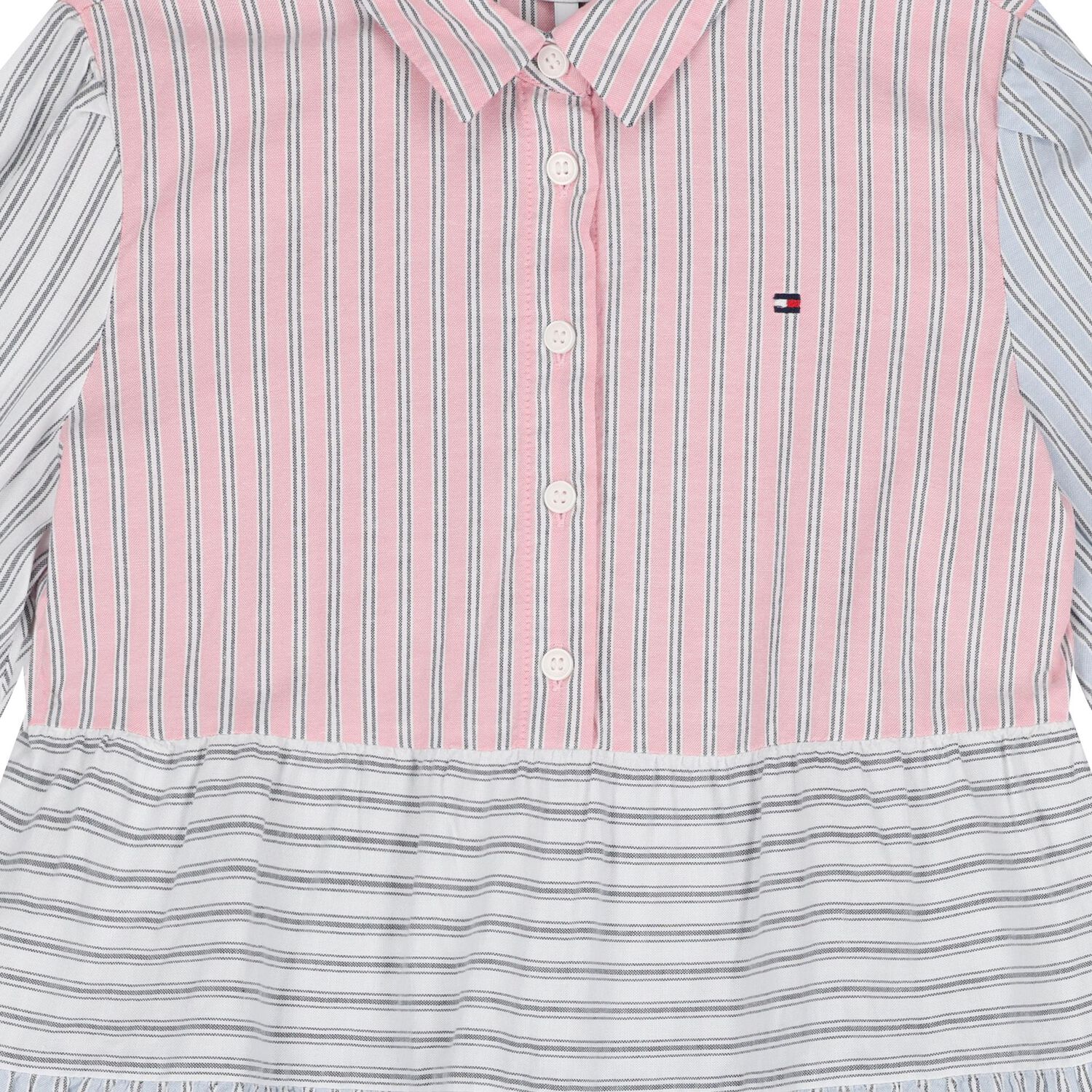 Girls Multi-Coloured Striped Dress, 1, hi-res